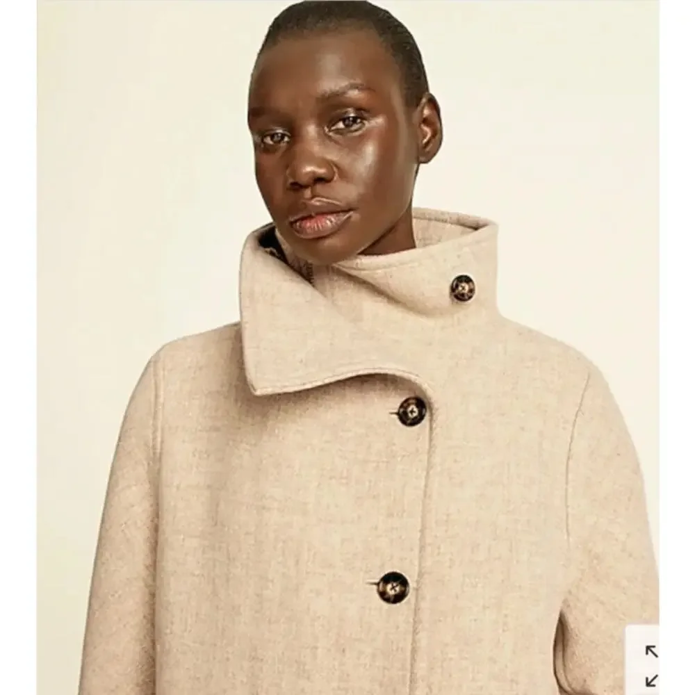 J. Crew Villa Coat in Italian Stadium Cloth Nello Gori Wool Blend Heather Sand - Picture 4 of 16